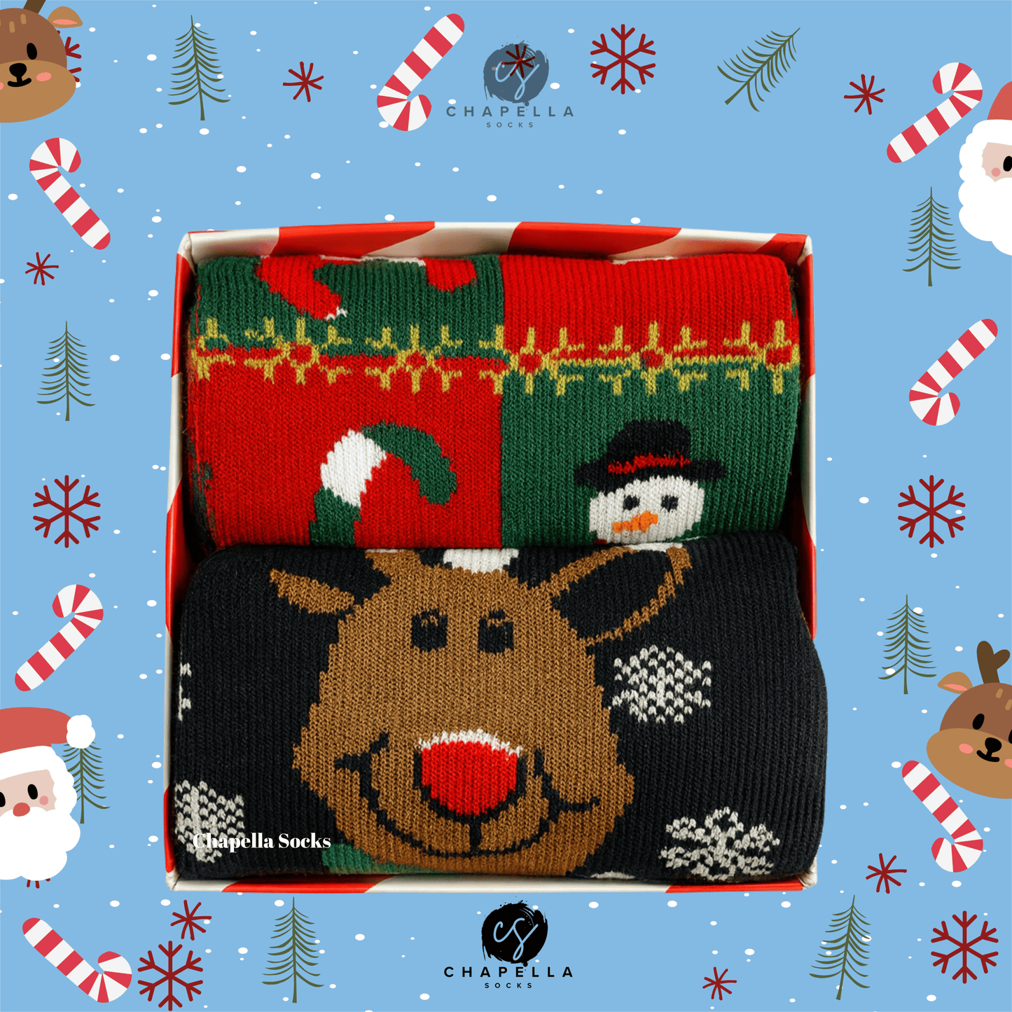 2'li Geyik ve Karışık Noel Christmas Yılbaşı Çorap