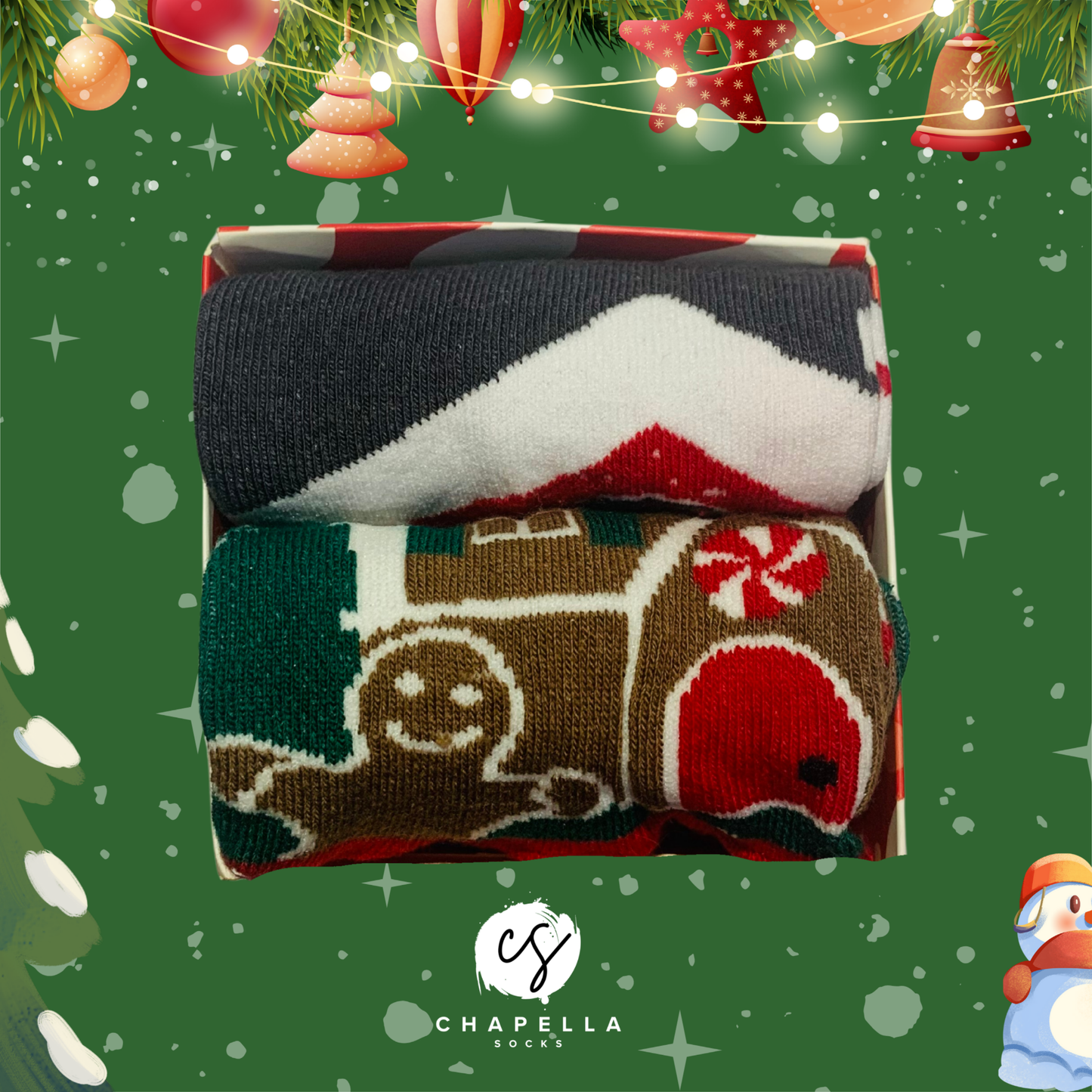 2'li Kardan Adam ve Kurabiye Desenli Noel Christmas Yılbaşı Çorap