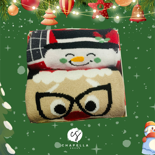 2'li Noel Baba ve Kardan Adam Desenli Noel Christmas Yılbaşı Çorap