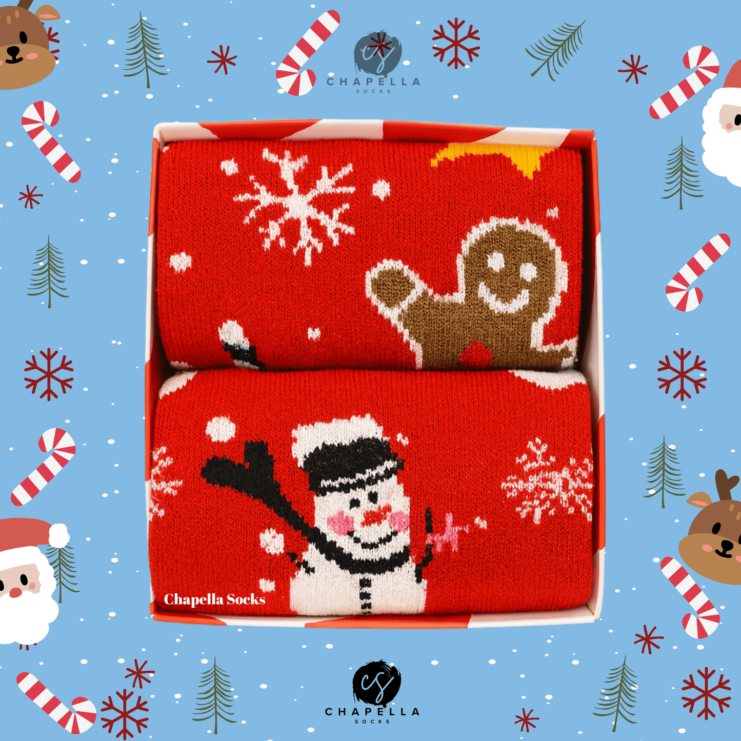 2-Pack Santa Claus and Snowman Christmas Socks