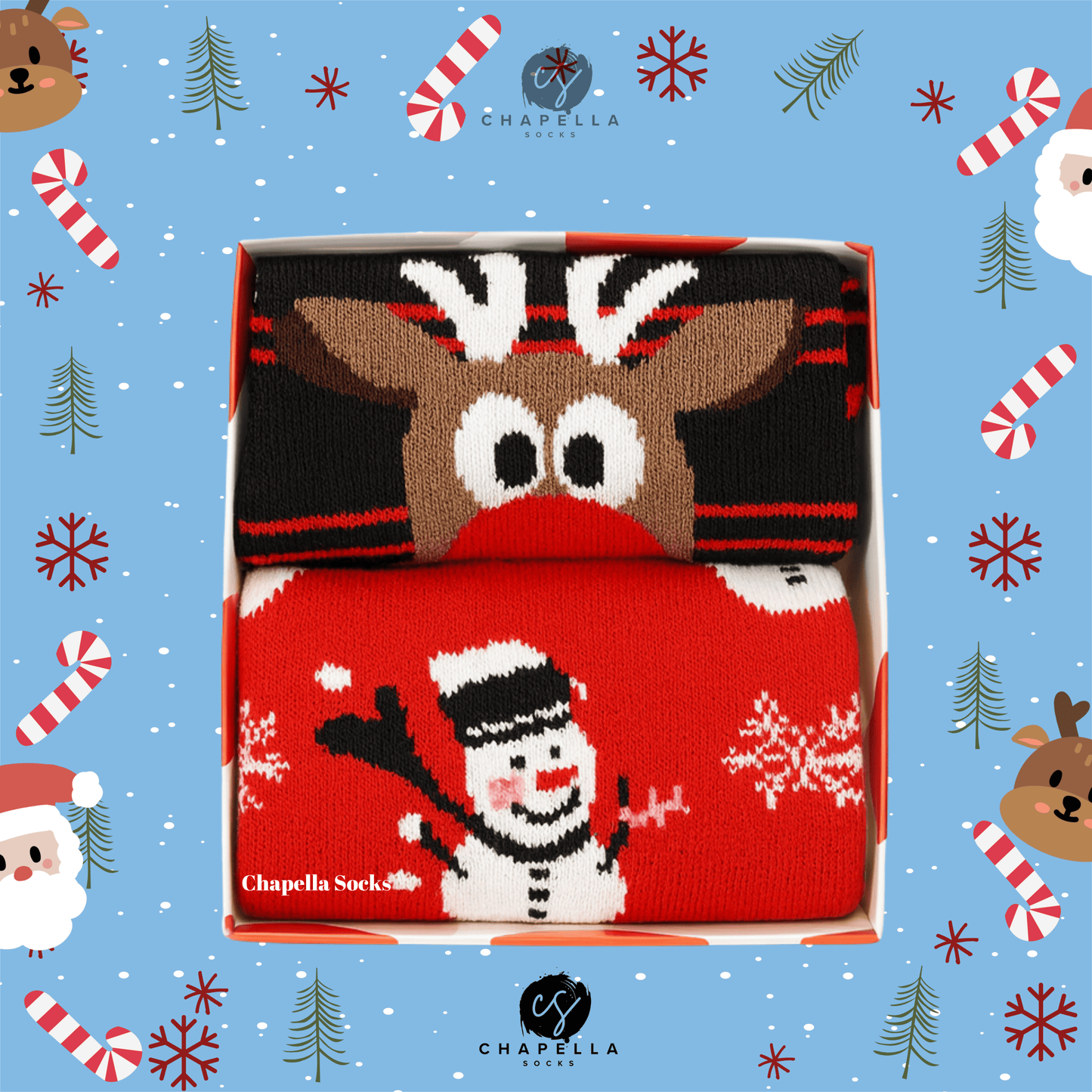 2'li Noel Baba Ve Geyik Noel Christmas Yılbaşı Çorap