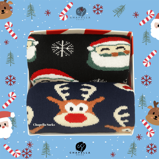 2'li Noel Baba ve Geyik Noel Christmas Yılbaşı Çorap
