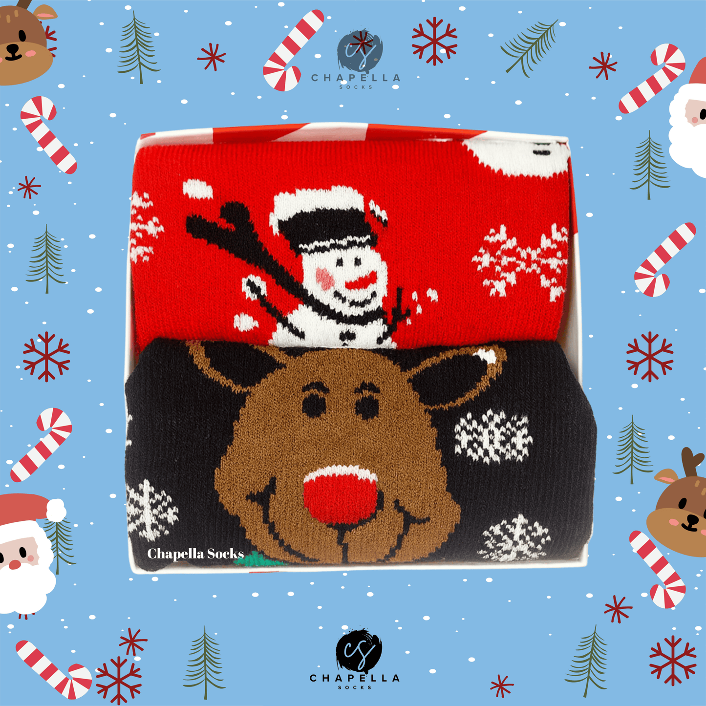 2'li Geyik Ve Kardan Adam Noel Christmas Yılbaşı Çorap