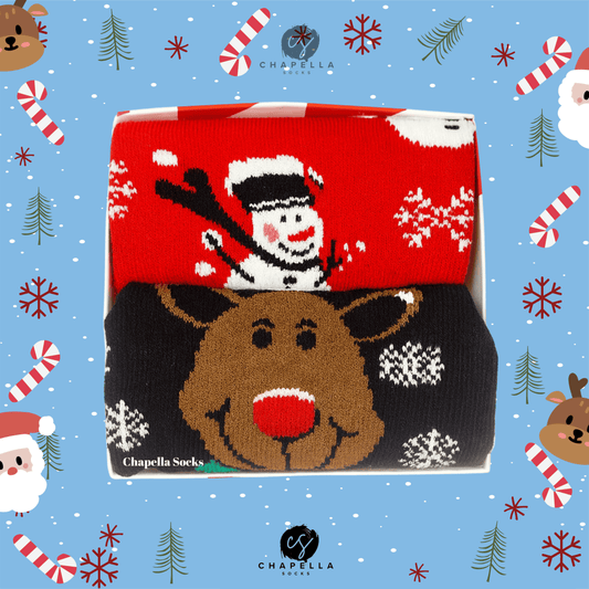 2'li Geyik Ve Kardan Adam Noel Christmas Yılbaşı Çorap