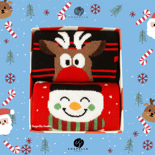 2'li Geyik Ve Kardan Adam Noel Christmas Yılbaşı Çorap