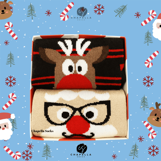 2'li Geyik Ve Noel Baba Noel Christmas Yılbaşı Çorap