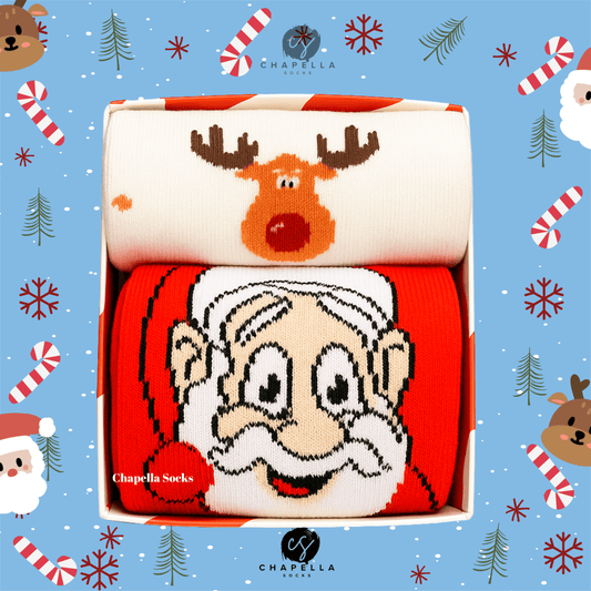 2'li Geyik ve Noel Baba Noel Christmas Yılbaşı Çorap