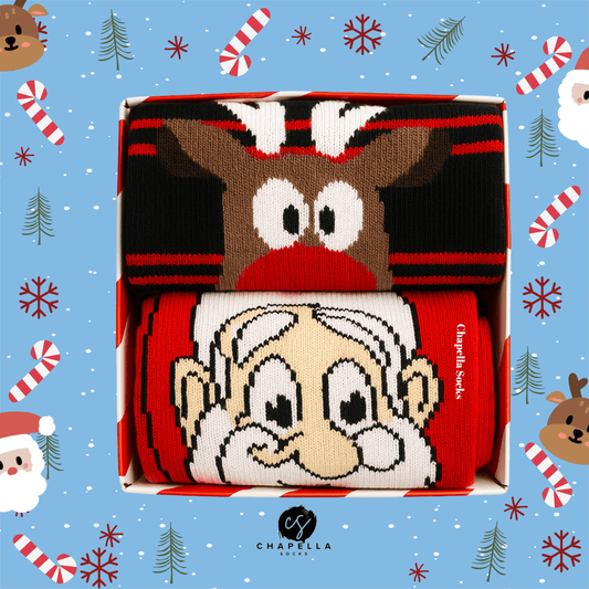 2'li Noel Baba ve Geyik Noel Christmas Yılbaşı Çorap