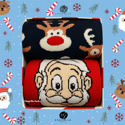2'li Noel Baba Ve Geyik Noel Christmas Yılbaşı Çorap