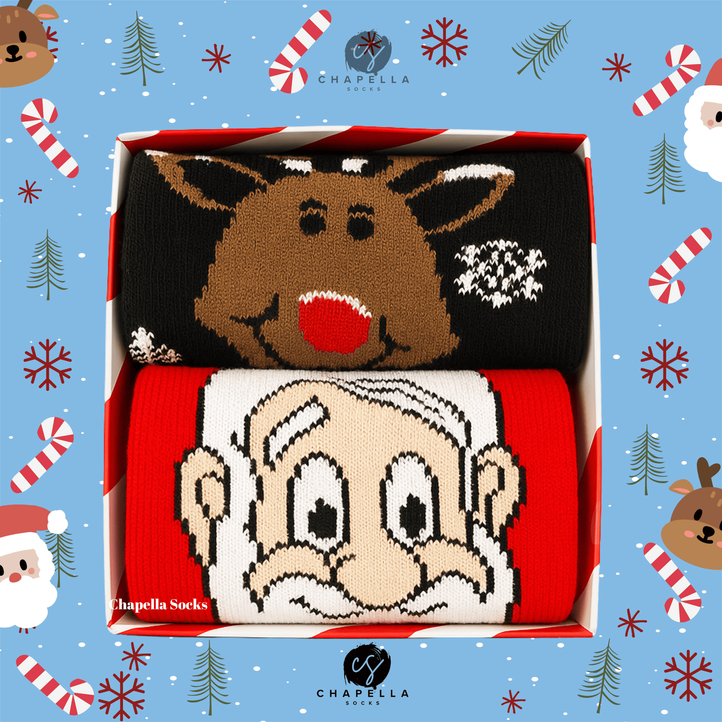 2'li Noel Baba Ve Geyik Noel Christmas Yılbaşı Çorap