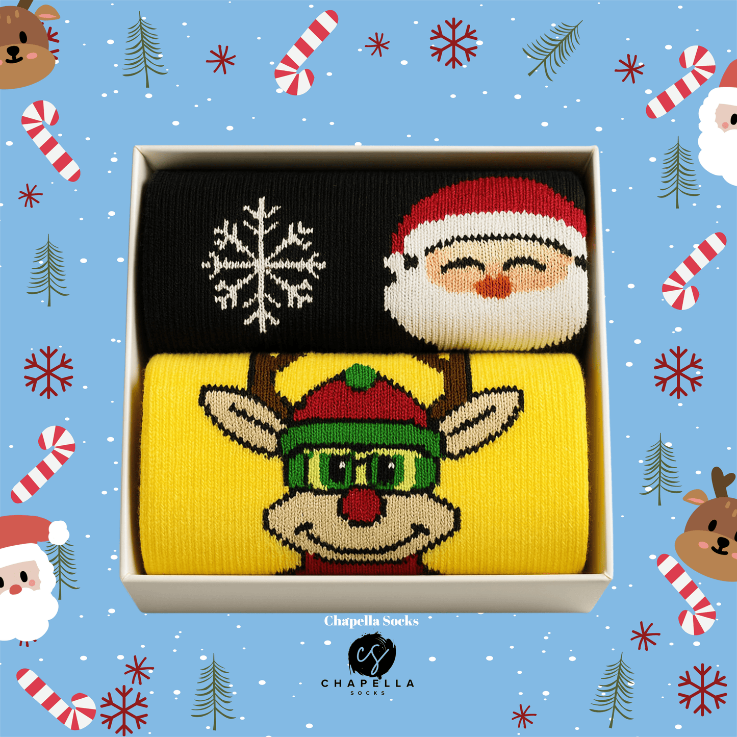 2'li Noel Baba Ve Geyik Noel Christmas Yılbaşı Çorap