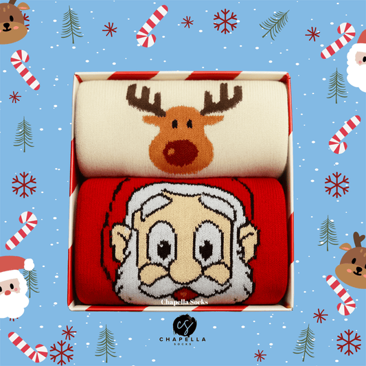 2'li Noel Baba Ve Geyik Noel Christmas Yılbaşı Çorap