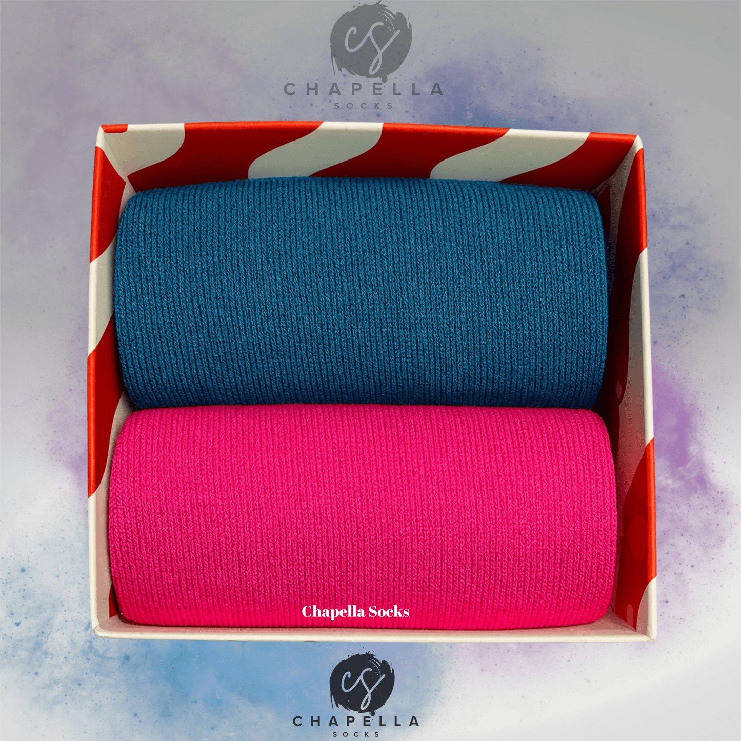 2-Pack Blue and Pink Plain Colored Tennis Socks