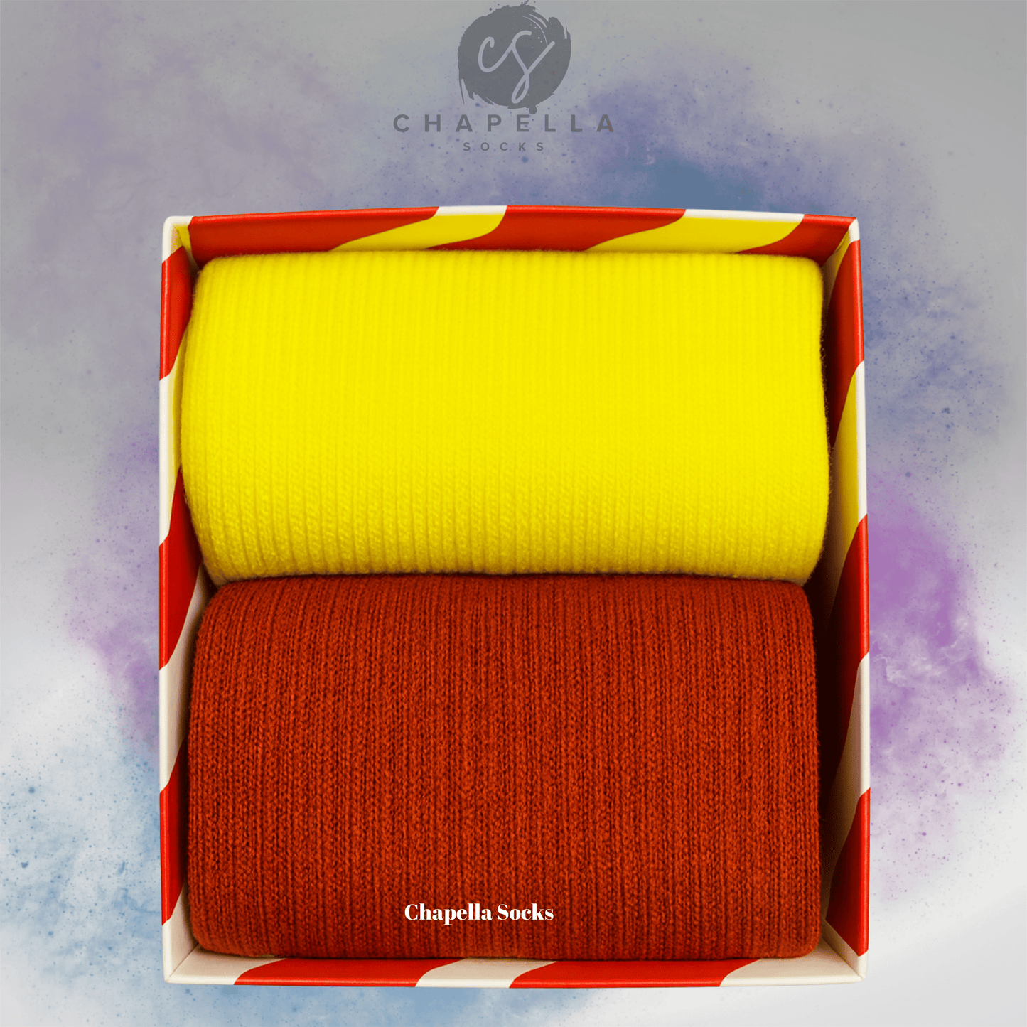 2-Pack Red and Yellow Plain Colored Tennis Socks