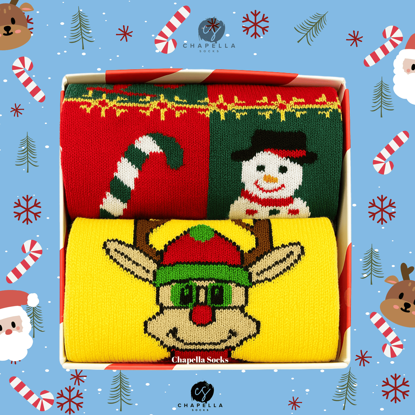 2-Pack Reindeer and Mixed Christmas Christmas Socks