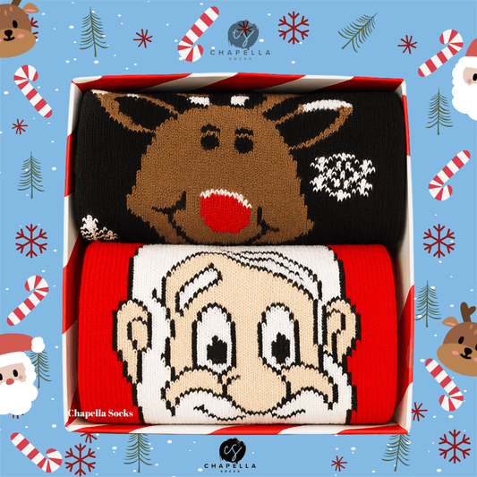 2'li Noel Baba Ve Geyik Noel Christmas Yılbaşı Çorap