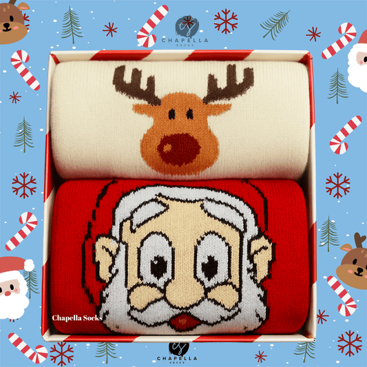 2'li Noel Baba Ve Geyik Noel Christmas Yılbaşı Çorap