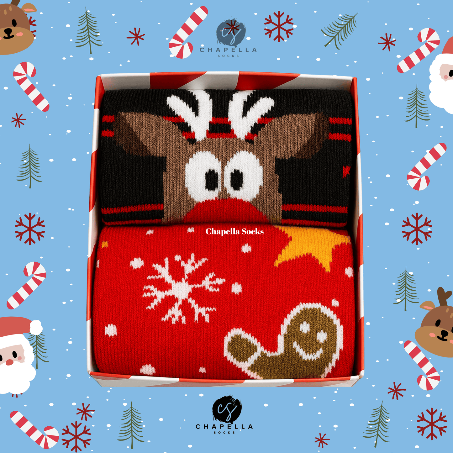 2'li Geyik Ve Kurabiye Noel Christmas Yılbaşı Çorap