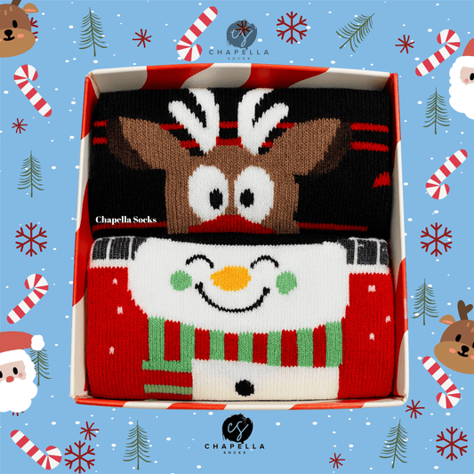 2'li Geyik Ve Kardan Adam Noel Christmas Yılbaşı Çorap